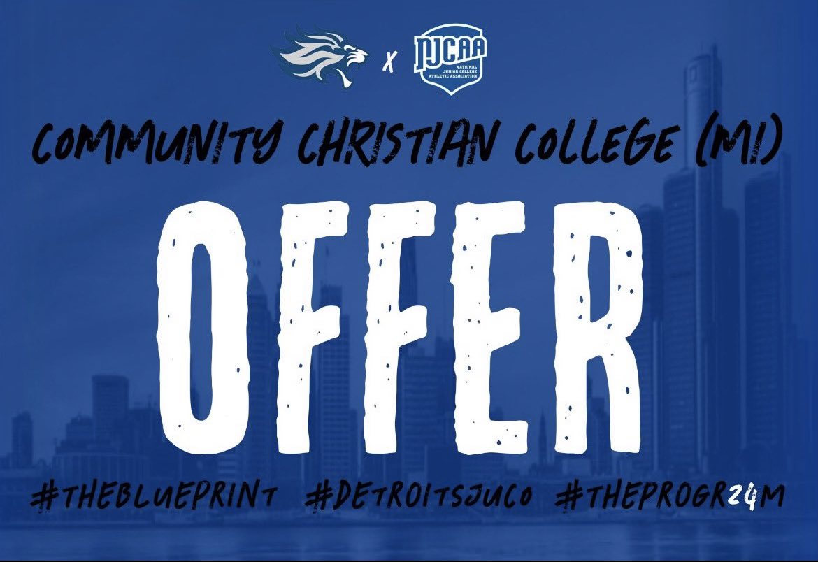 cameronwalthal2's tweet photo. I’m blessed to receive my first offer from ccc @CoachSims13 
@CoachAllenElite 💙#theBlueprint https://t.co/O8bJqaCCaY