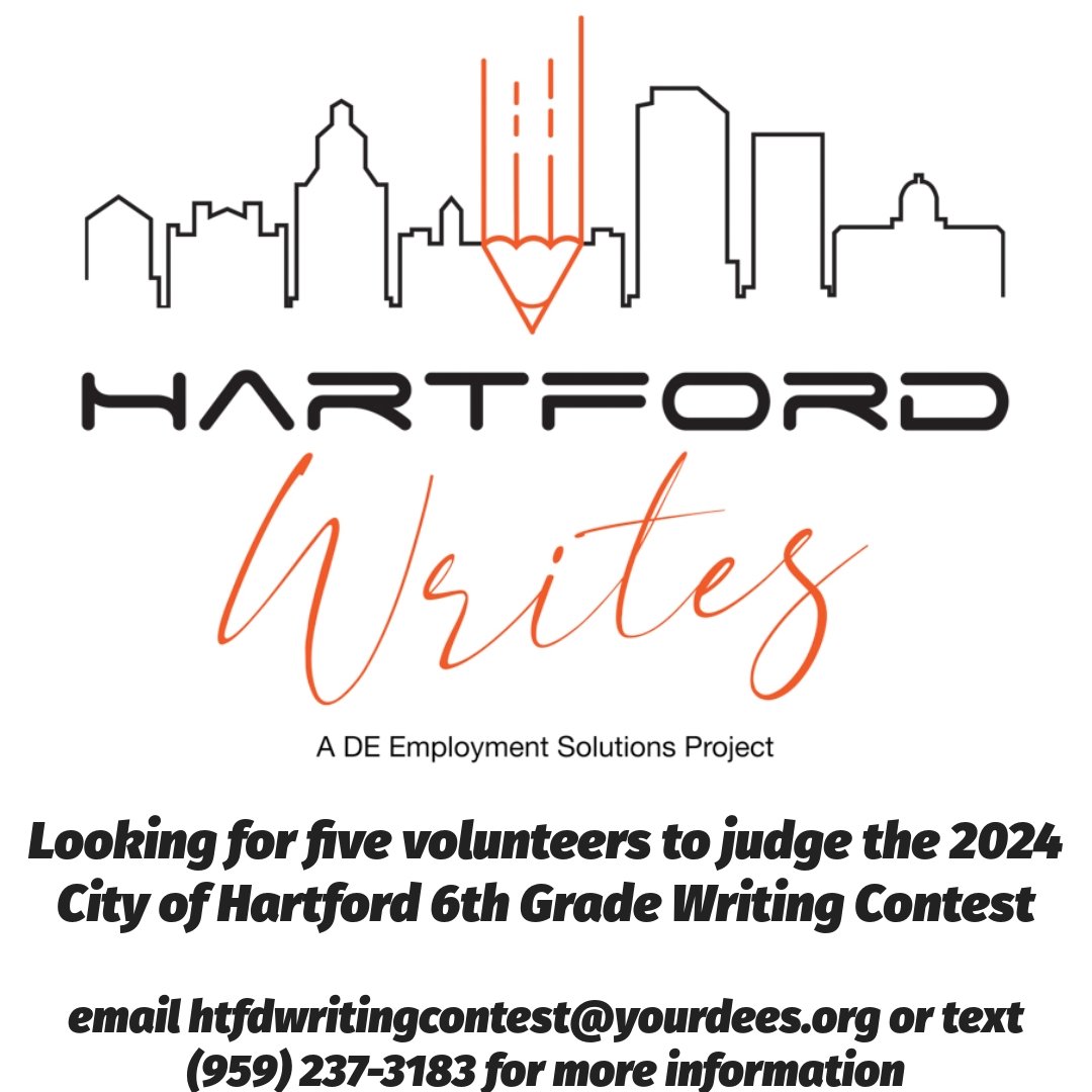 DE_EmployS's tweet photo. Preferably from the Hartford area! #HTFDWrites #yourDEES #DEEmploymentSolutions #WritingContest2024 #Hartford #Judges
htfdwritingcontest@yourdees.org
(959) 237-3183 https://t.co/bTWoKSTkYk