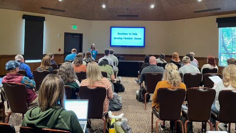 LPriceMath's tweet photo. Had a great turnout today at my OCTM session on mental math routines.  So excited to think about the routines students will engage in when these teachers get back to their classrooms! #RoarOCTM23 https://t.co/rHyn31cbYJ