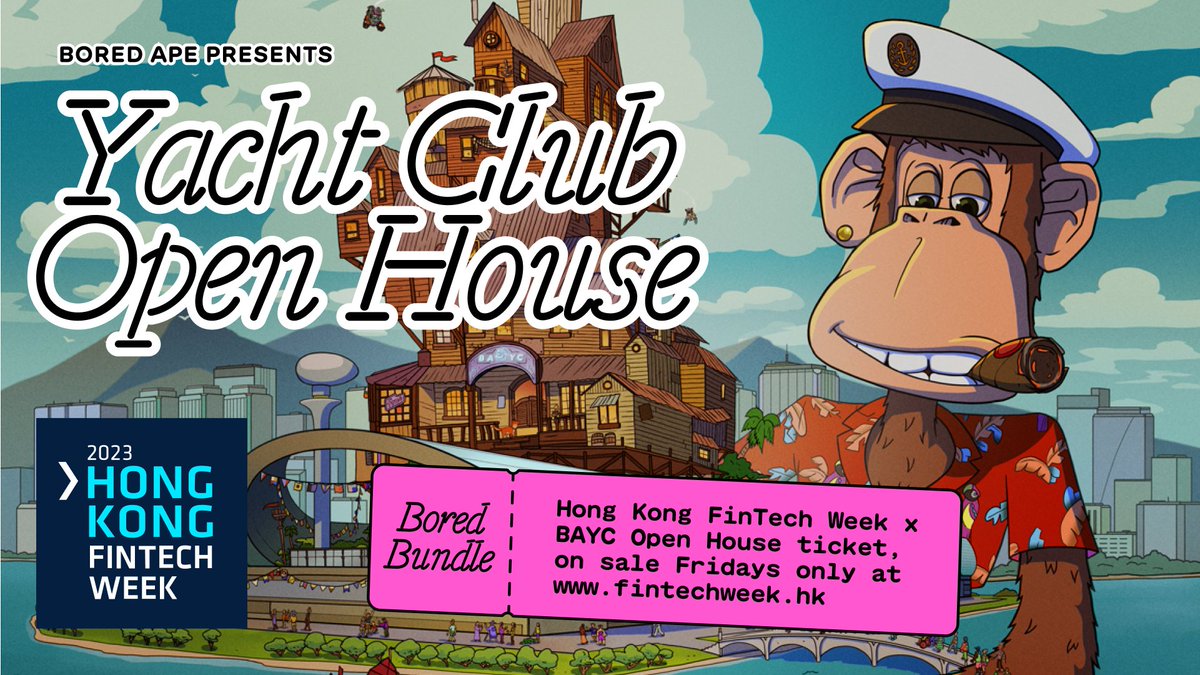 whub_io (@whub_io) on Twitter photo Joint tickets are now available for access to both HK FinTech Week & <a href="/BoredApeYC/">Bored Ape Yacht Club 🍌</a>’s Open House, taking place on Nov 5th in Hong Kong. Tickets are limited and open for only 24 hours.
Get your tickets now: bit.ly/3Qb70d
#FinTechHK #HongKongFinTechWeek2023 #yugalabs Joint tickets are now available for access to both HK FinTech Week & <a href="/BoredApeYC/">Bored Ape Yacht Club 🍌</a>’s Open House, taking place on Nov 5th in Hong Kong. Tickets are limited and open for only 24 hours.
Get your tickets now: bit.ly/3Qb70d
#FinTechHK #HongKongFinTechWeek2023 #yugalabs
