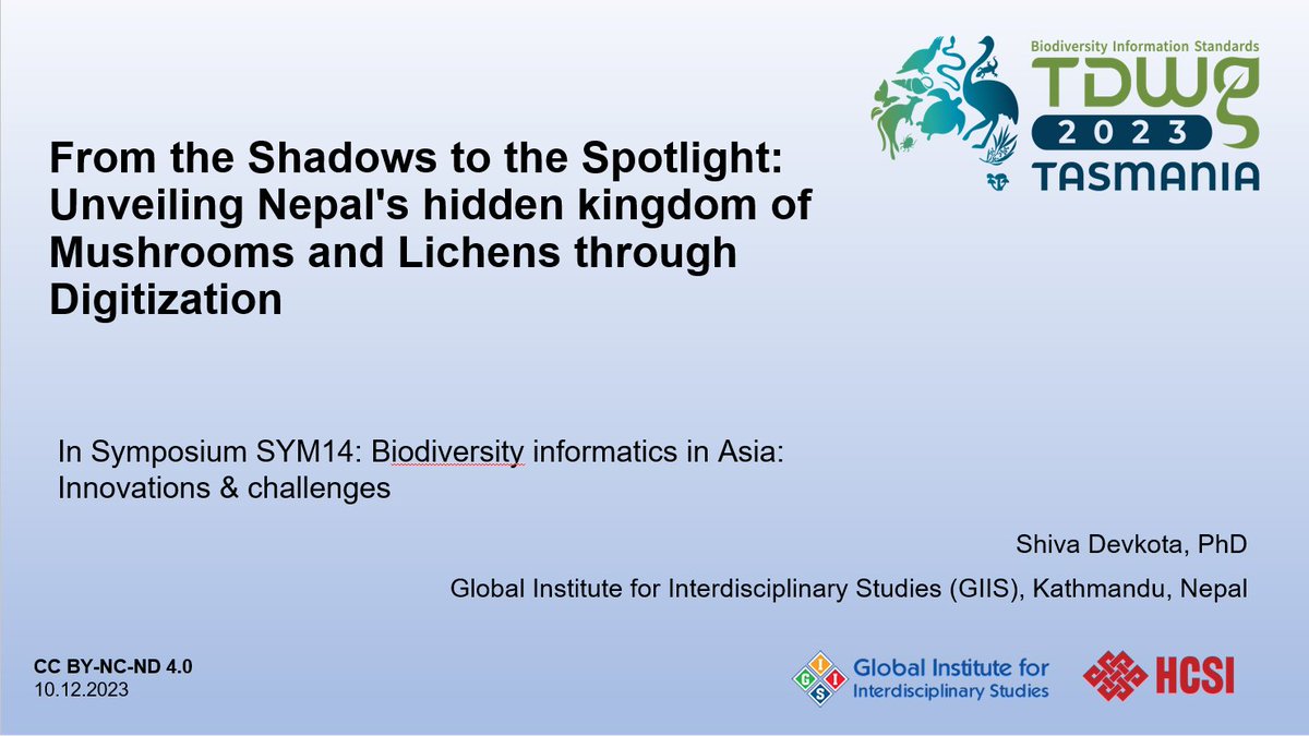 FungaShiva's tweet image. Just had an incredible presentation at #TDWG2023Tasmania to share a fantastic achievement - the full digitization of 3,971 mushroom and 2,462 lichen herbariums from Nepal. #DigitizationEffort #ScientificProgress @GBIF @tdwg
