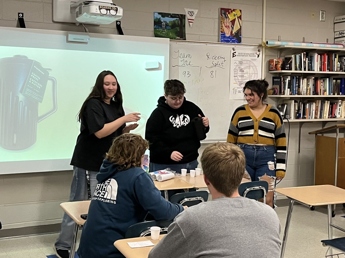 DettmannLisa's tweet photo. Today we learned how to swim the 200IM, the pros and cons of AI, making coffee with a French press, and how to speak Japanese. Great speeches! #eahsgo #1herd https://t.co/NqKYE6tLhh
