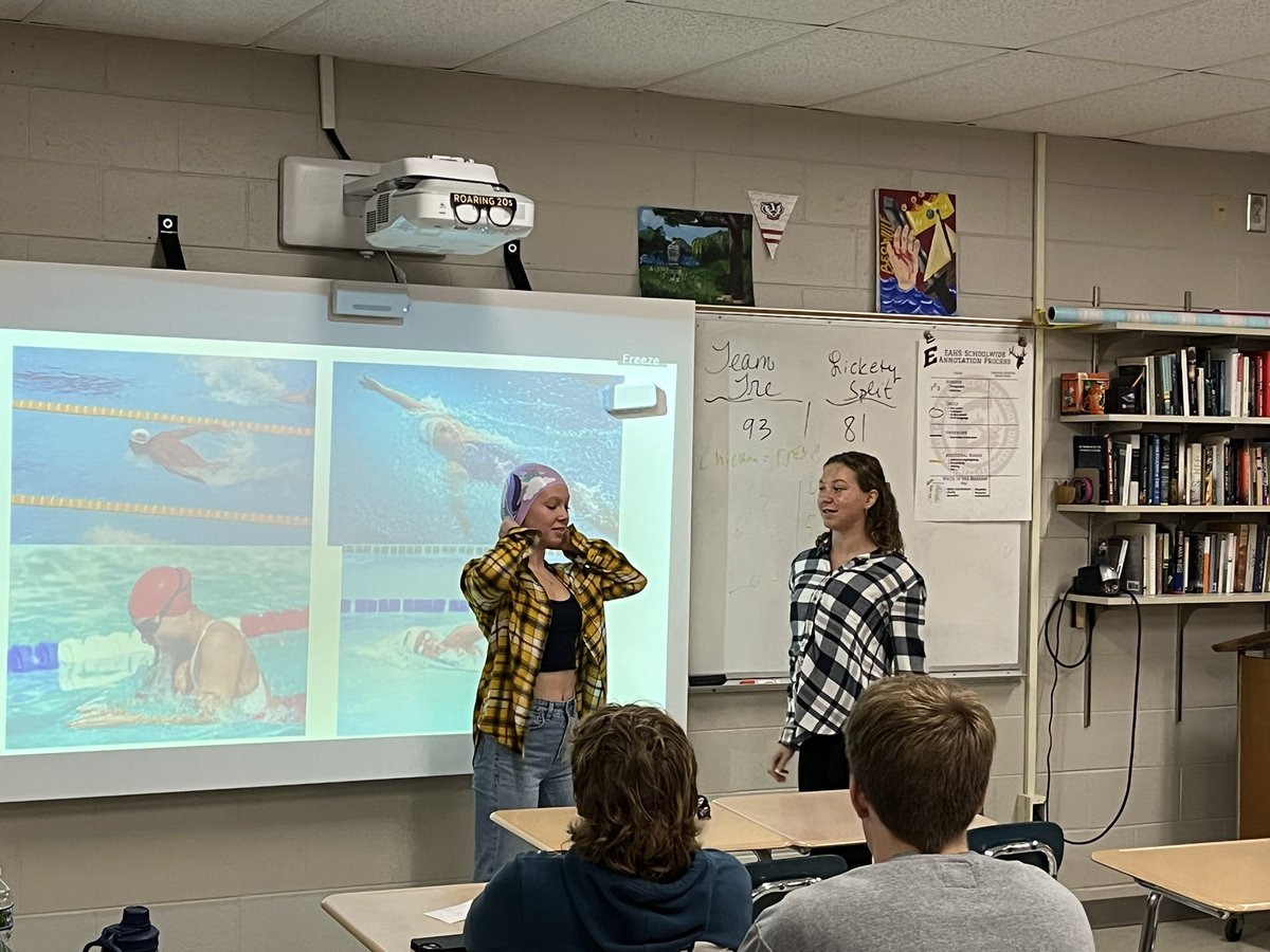 DettmannLisa's tweet photo. Today we learned how to swim the 200IM, the pros and cons of AI, making coffee with a French press, and how to speak Japanese. Great speeches! #eahsgo #1herd https://t.co/NqKYE6tLhh