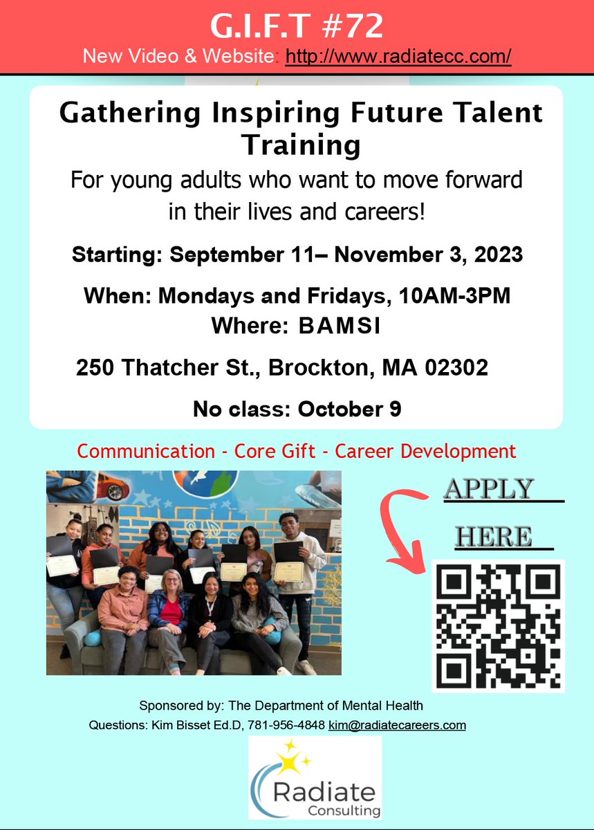 BAMSIservices's tweet photo. Join us Friday, October 13th, 10am-3pm 
Gathering Inspiring Future Talent Training for young adults who want to move forward in their lives and careers! https://t.co/oq9oR7WF7o