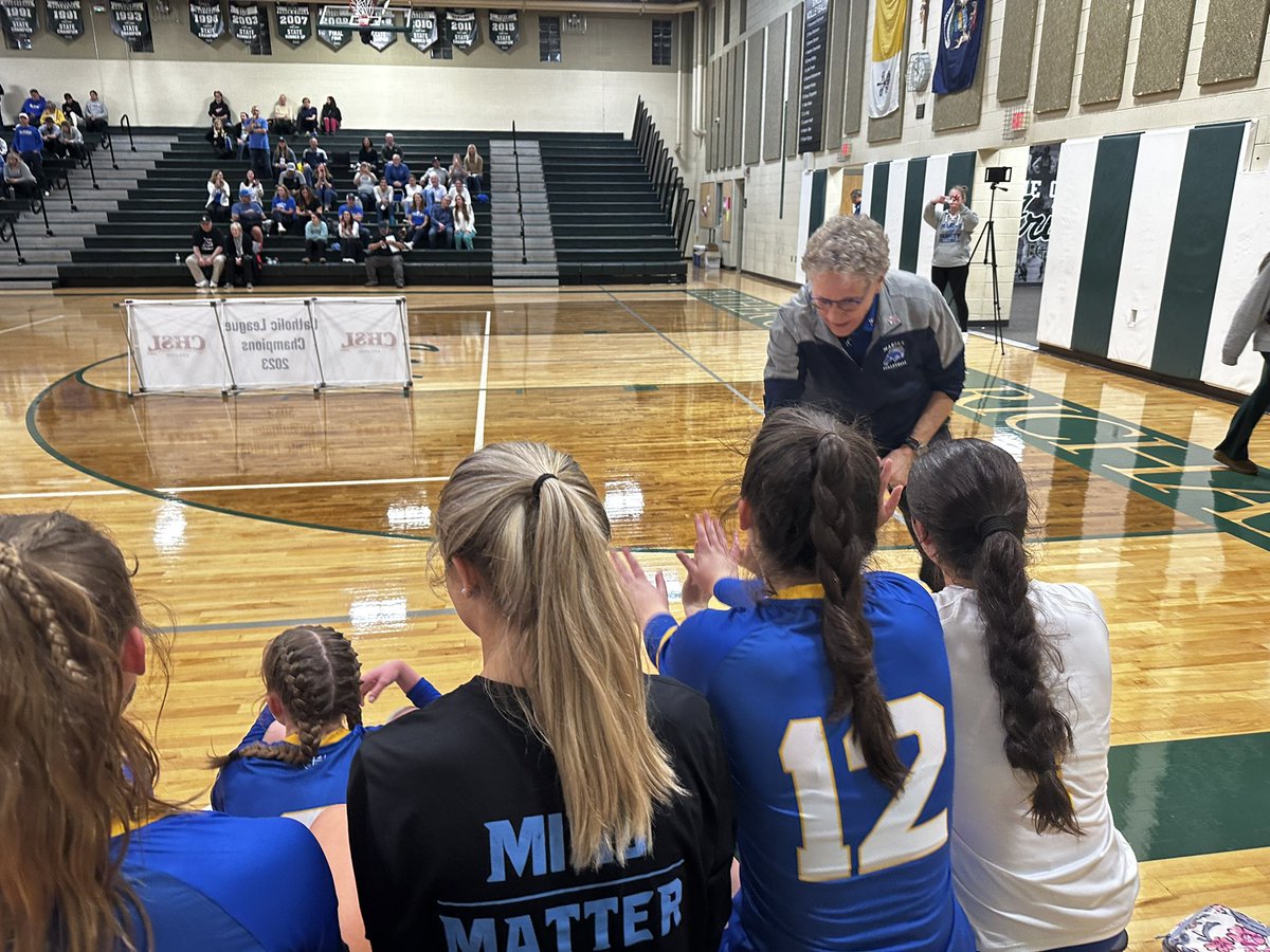 marianathletics's tweet photo. @CHSL1926 CHAMPS! For the 18th time in school history and the 4th straight year, the Mustangs capture the Catholic League. 

Hats off to @suaarrows. They are a gritty, well coached team that we look forward to following in the @OHSAASports tournament! 

#MarianStrong https://t.co/8u4MvBD8oV