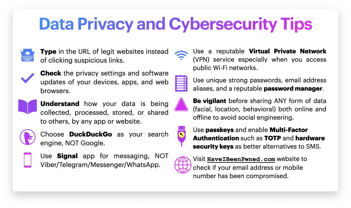 npf007's tweet photo. Reposting (and updating as well) this list of digital privacy and cybersecurity tips I made a few years ago.

Always remember that there are ways to be online without leaving a trace. Also, never let anyone collect what they can't protect. #CybersecurityAwarenessMonth https://t.co/mpwE1SwgVG