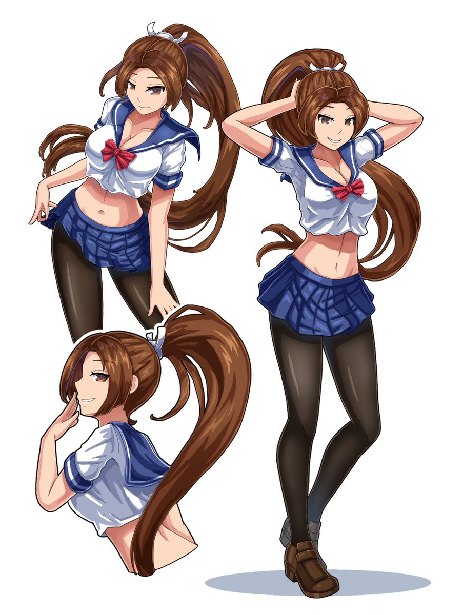 Drawing of Mai Shiranui (不知火舞) Schoolgirl in Love from The