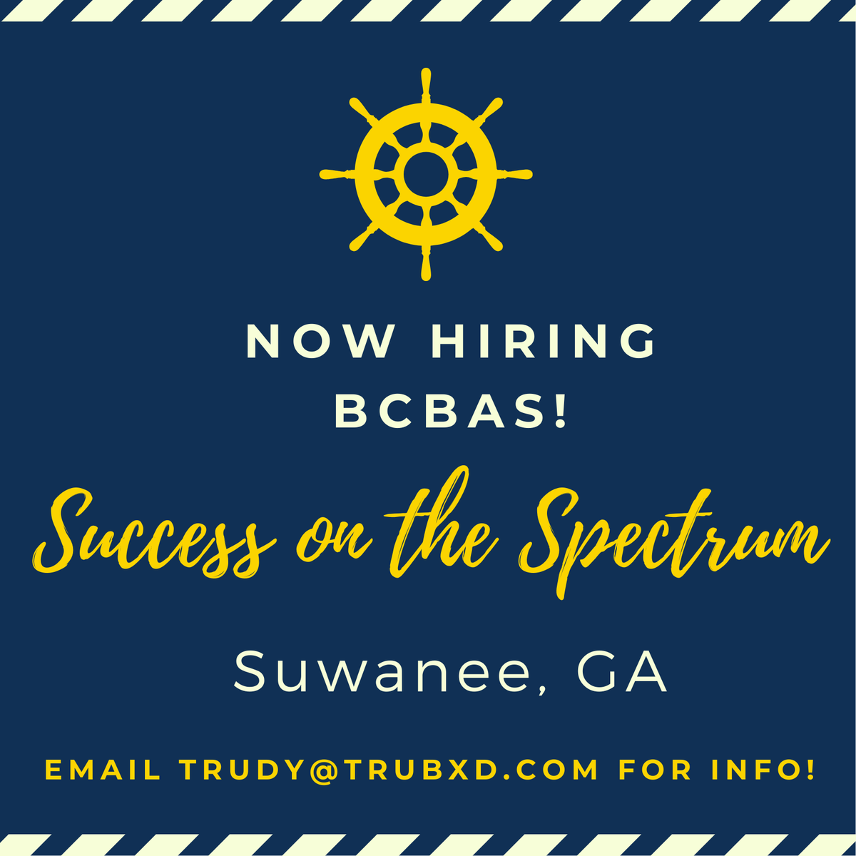 Climb aboard this fantastic opportunity with #SuccessOnTheSpectrum, Suwanee, Georgia  PM or email trudy@trubxd.com for more information!