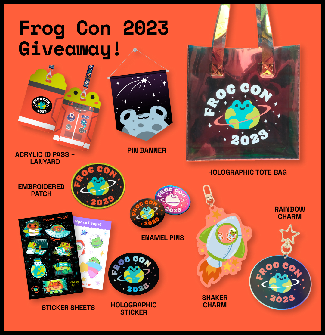 🌙✨Happy Frog Con 2023 everyone! 🌙✨ We have a special giveaway for you for these official Frog Con 2023 items! Rules: 🐸Follow @thefrogcult 🐸RT this post 🐸Comment with your favourite frog 🐸International OK! 🐸 Only 1 winner Ending Oct 22nd @ 9pm MST. Good luck!