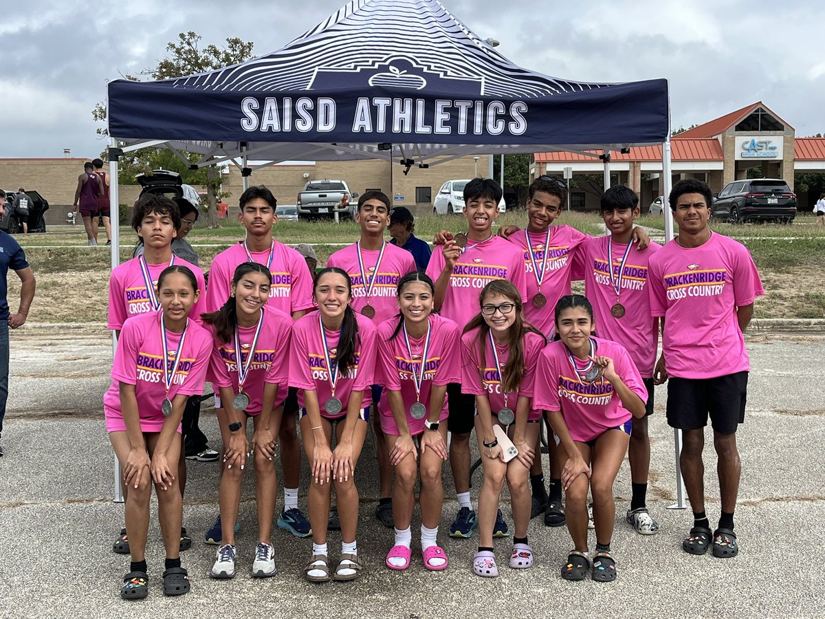 SABrackXC's tweet photo. Great day for your @SAISDBrackHS XC. Girls &amp; Boys Varsity are moving on to Regionals. JV Girls received 🥉 overall and Fr. Victor Gonzales received 🥇 overall for Boys JV. Great day to be an Eagle. #WeRun210 @sapolinar1 @CoachSASalas @LillyCalawayMEd @SAISDAthletics https://t.co/x1Y7qOAfT9