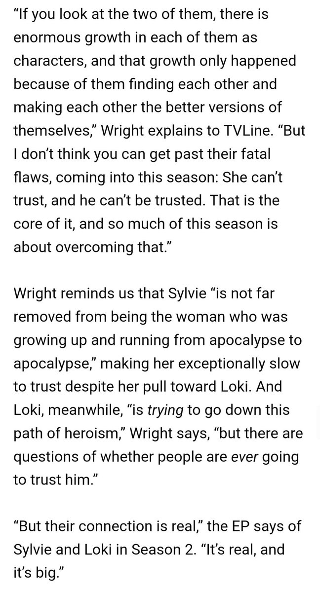LovingSylvie's tweet photo. No spoilers from me for a few more days as usual, but... 😝

"Loki and Sylvie's connection is real. It's real and it's big." https://t.co/10zpG3Ktoi