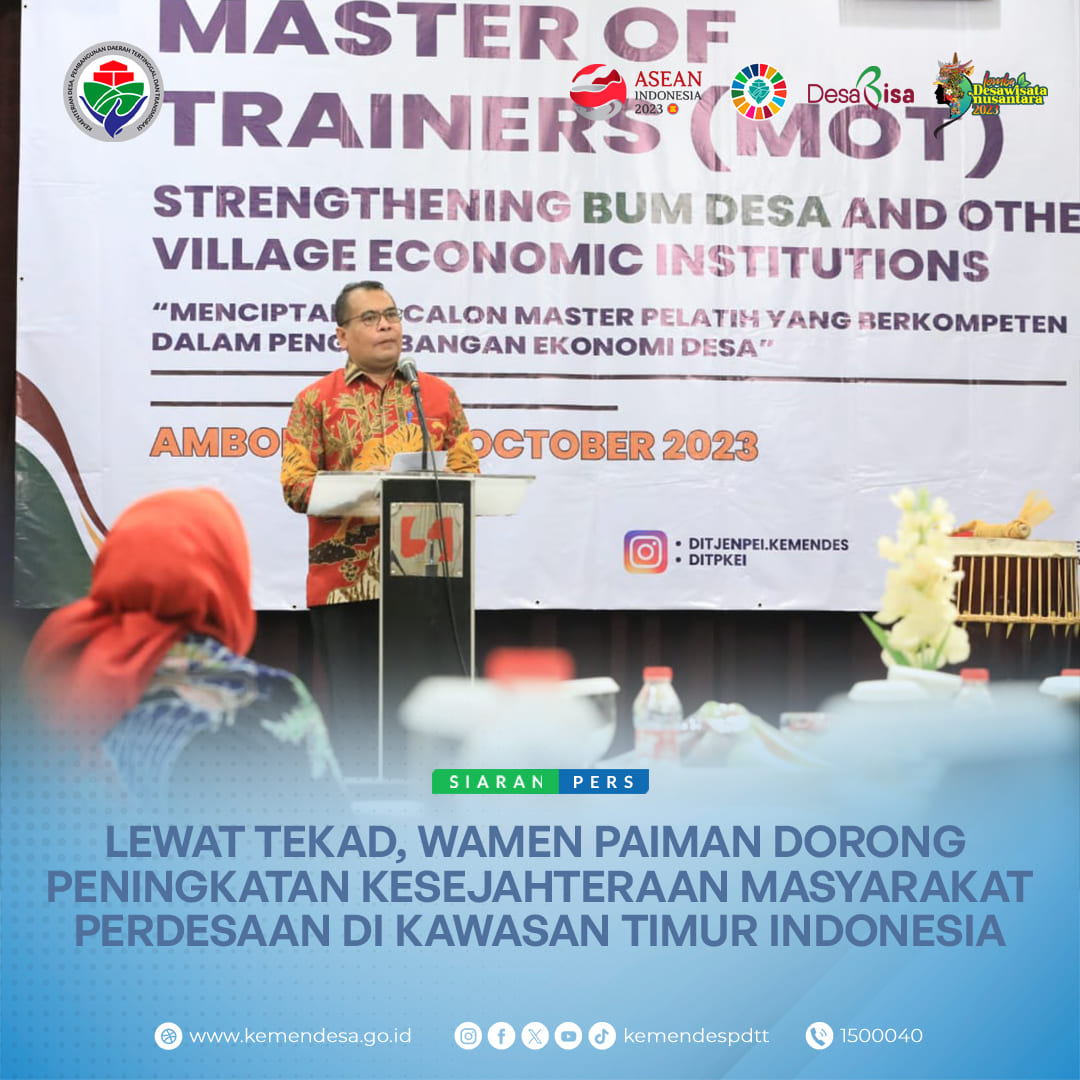 kemendespdt's tweet photo. Transformasi Ekonomi Kampung Terpadu (TEKAD) bisa terus dikembangkan guna  mendongkrak kesejahteraan masyarakat.

Wamendes PDTT Paiman Raharjo ungkapkan salah satunya dengan melakukan MoT Strengthening BUM Desa and Other Village Economic Institutions.

#KemendesPDTT
#DesaBisa https://t.co/A5IjqlmTie
