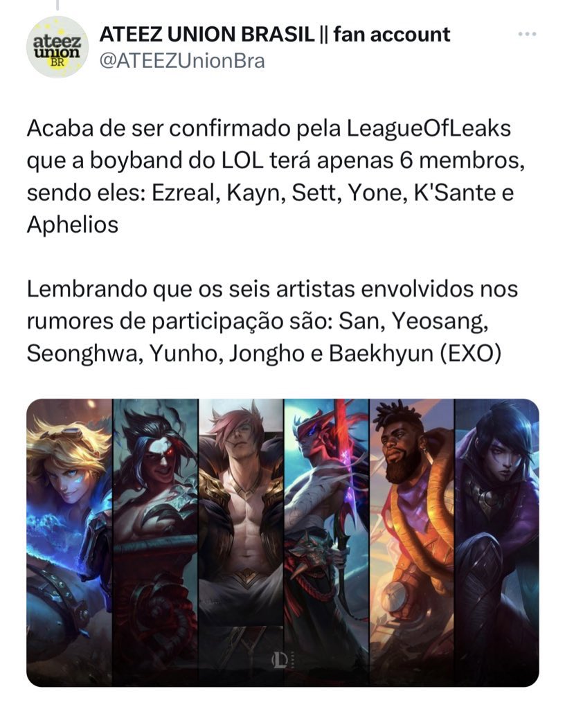 Confirmado! 5 Novas Skins de Boyband para Ezreal, Sett, Kayn e Yone no League  of Legends! 