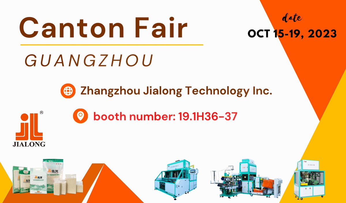 JialongOfficial's tweet image. Guangzhou Canton Fair
Welcome to visit us
booth number: 19.1H36-37
Oct 15-19, 2023
@JialongOfficial
#RicePacking
#PackingMachine
