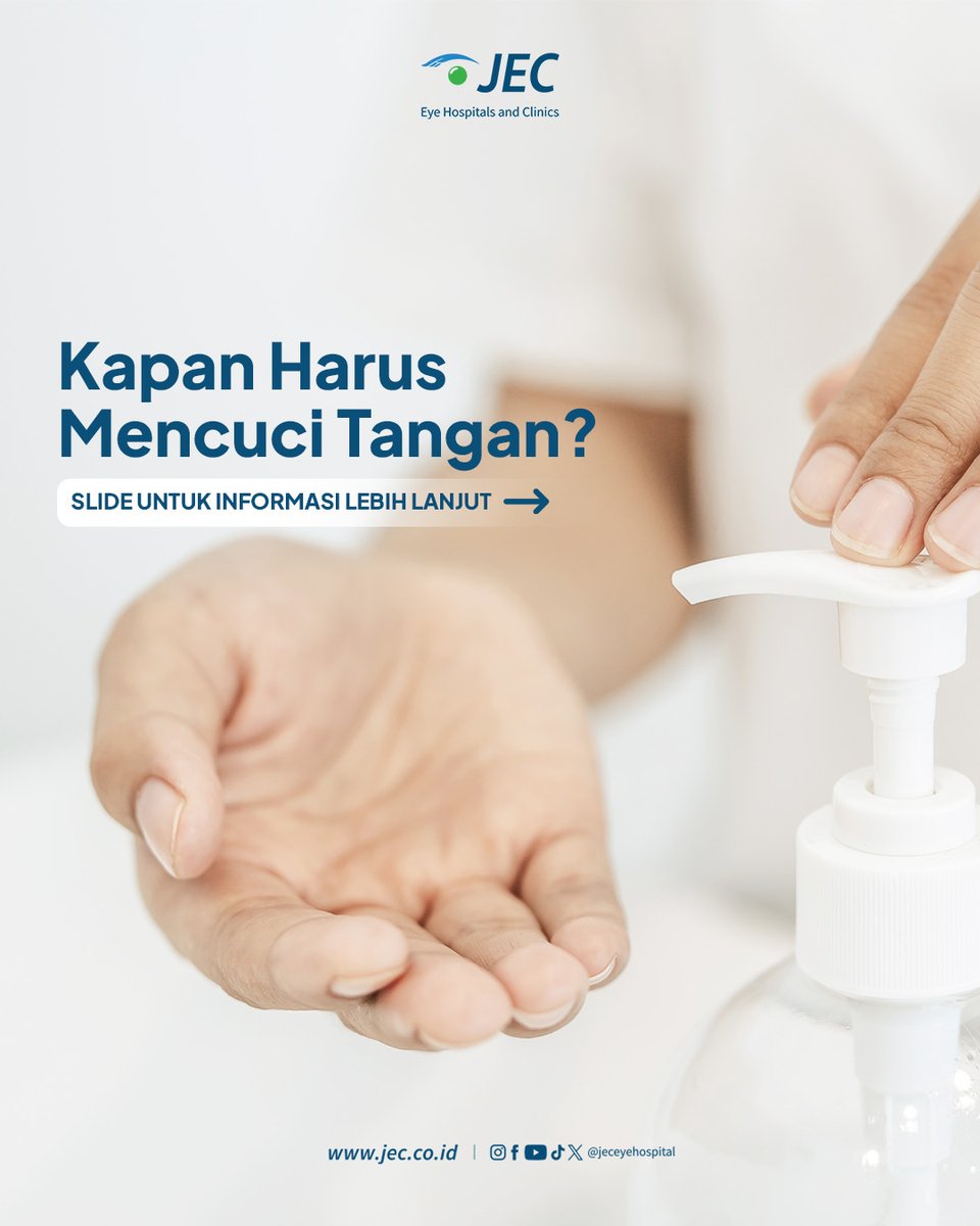 JECEyeHospital's tweet photo. Kapan saja sih waktunya kita perlu mencuci tangan?
Ini dia jawabannya!
#JEC #JECEyeHospitalsAndClinics #DokterMata #EyeSpecialist #RSMata #EyeHospital #EyeCenter #Tips #CuciTangan #JECTips https://t.co/PLTDmOD8oR