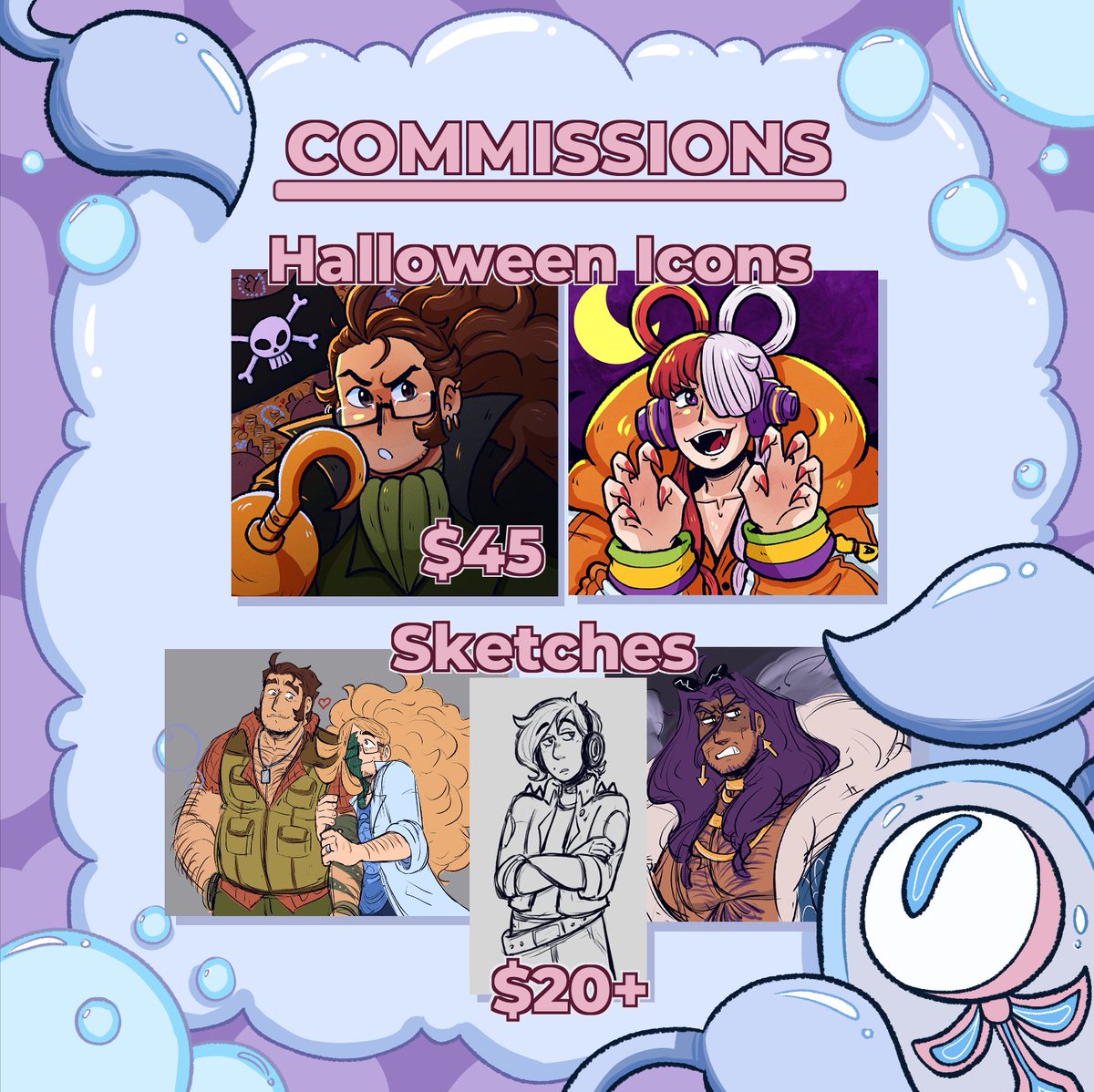 Hey, want me to make you some cool art? Comms are now open over on my ko-fi! Check out the link below!🎨