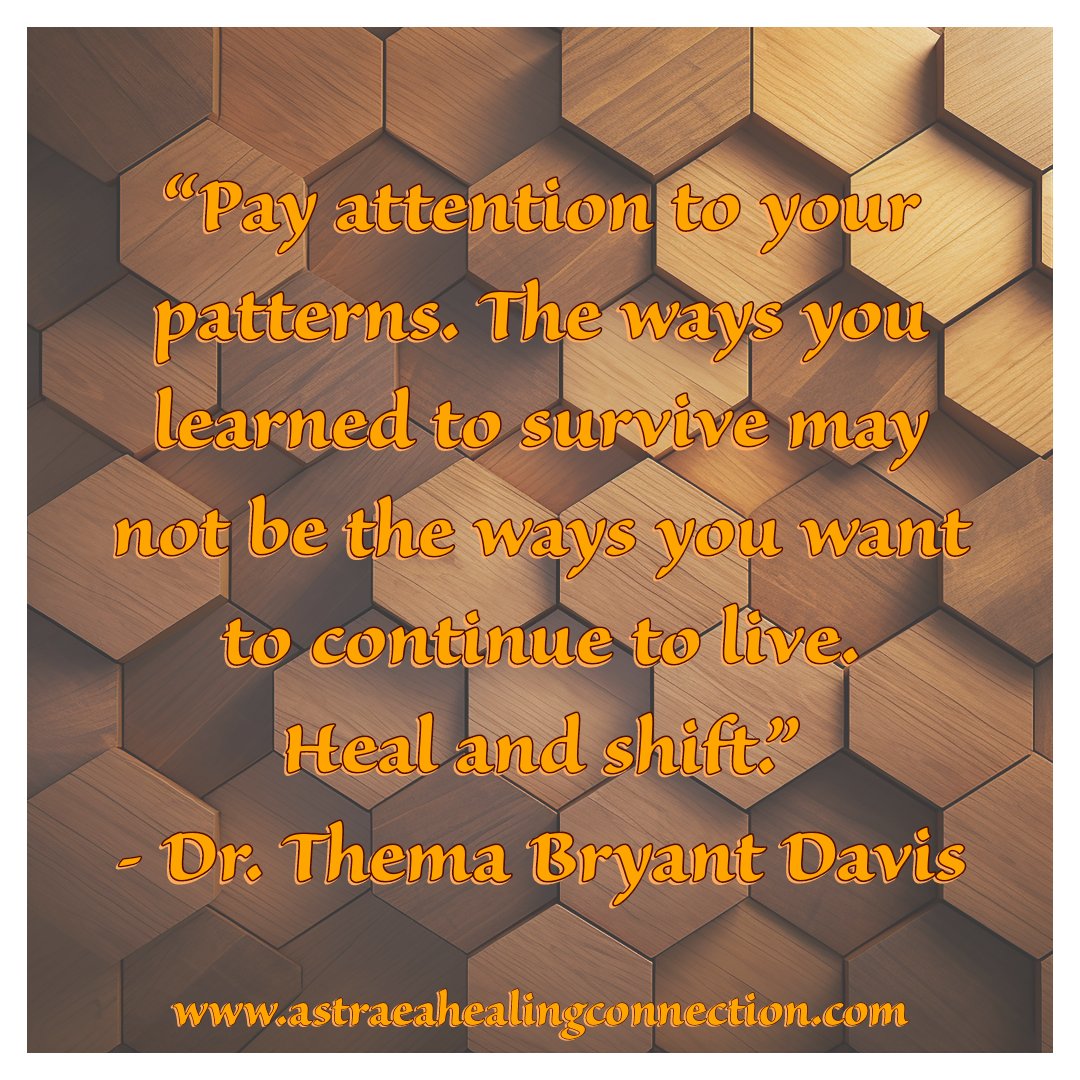 “Pay attention to your patterns. The ways you learned to survive may not be the ways you want to continue to live. Heal and shift.” - Thema Bryant Davis #pattern #energy #vibration #shift #shiftingfrequencies #shiftingrealities #holisticwellbeing #holistichealing