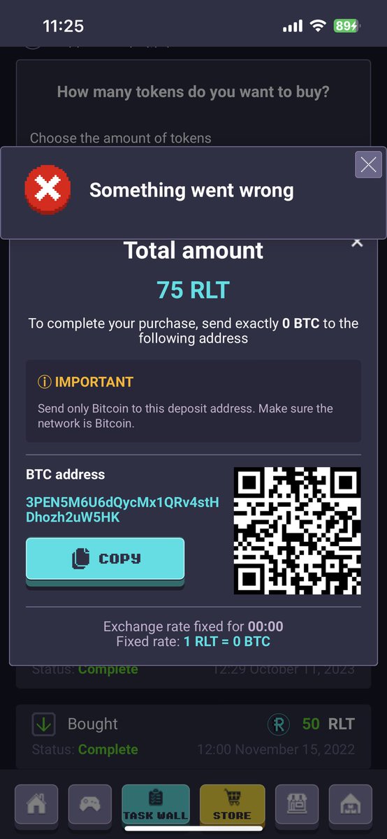 unknowngamerher's tweet photo. @rollercoin_com  think something wrong with converting btc to RLT https://t.co/inVlKssgNj