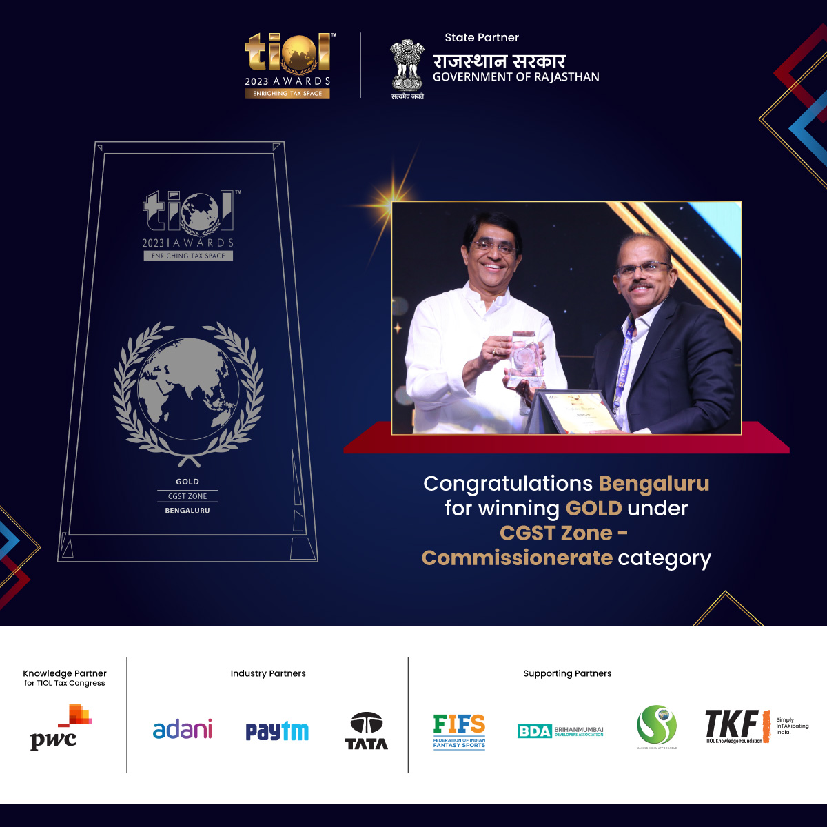 TiolAwards's tweet photo. TIOL Knowledge Foundation congratulates winners of the CGST Zone - Tax Commissionerates category.

@cbic_india @FinMinIndia @nsitharamanoffc @BugganaRaja @PwC_IN @AdaniOnline @Paytm @TataMotors @FIFS_Official @signatureglobal @gautammehra99 https://t.co/1BdJxRYLAf
