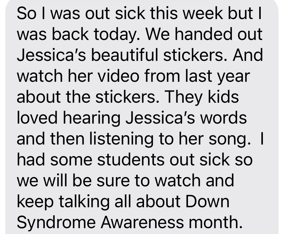 Children 2,000+ miles away, learning about Down syndrome with Jessica’s help. 

We love this (and we love the teacher who made this share so easy by covering the kids faces)!!

October is 
#DownSyndromeAwarenessMonth #DSAM #Trisomy21 #seemyability
