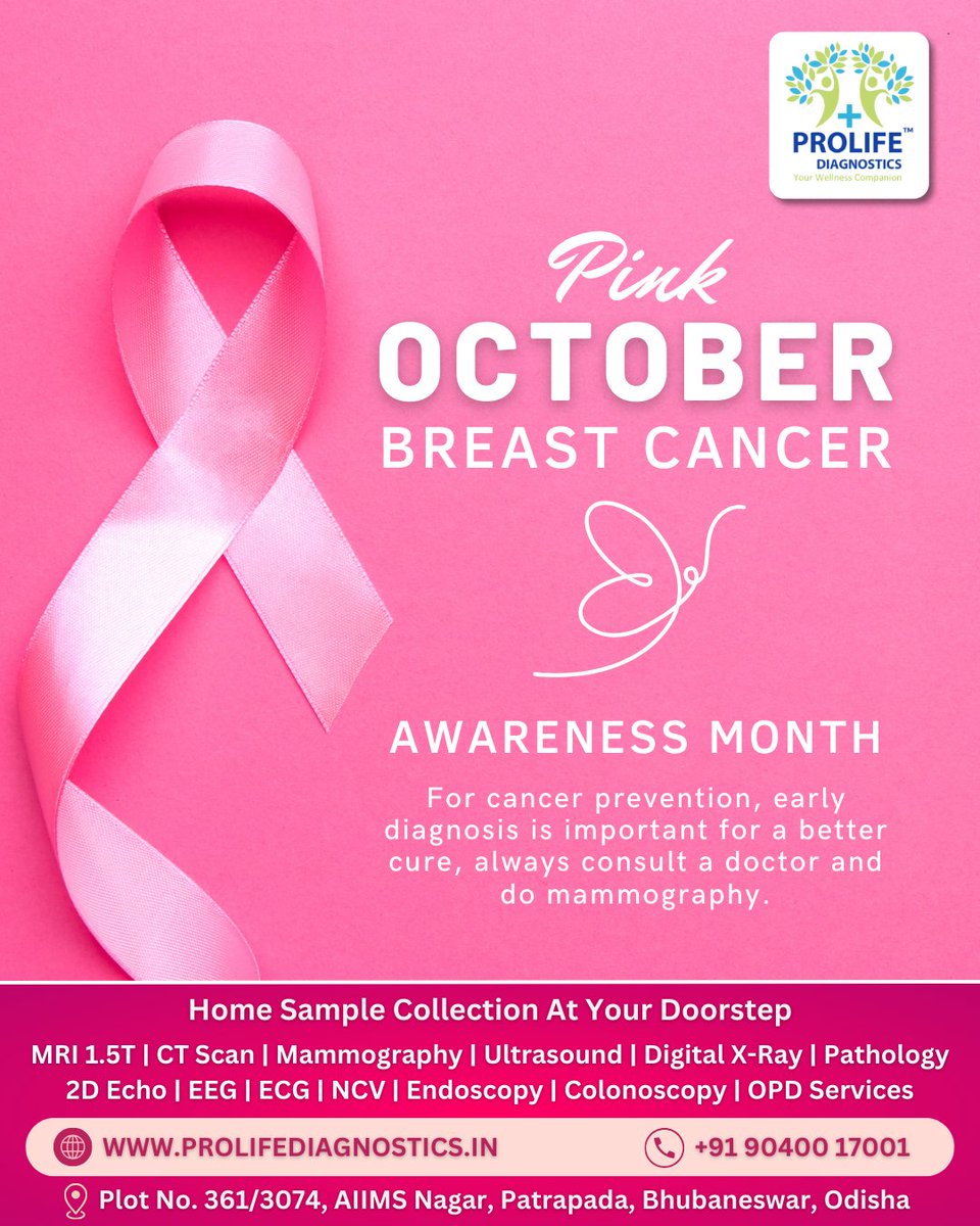 ProlifeBBSR's tweet image. October is Breast Cancer Awareness Month. Let's spread awareness, hope, and support those affected by breast cancer. 💖

#BreastCancerAwareness #ProlifeDiagnostics #BestDiagnosticsCentre #Bhubaneswar #MammographyTesting