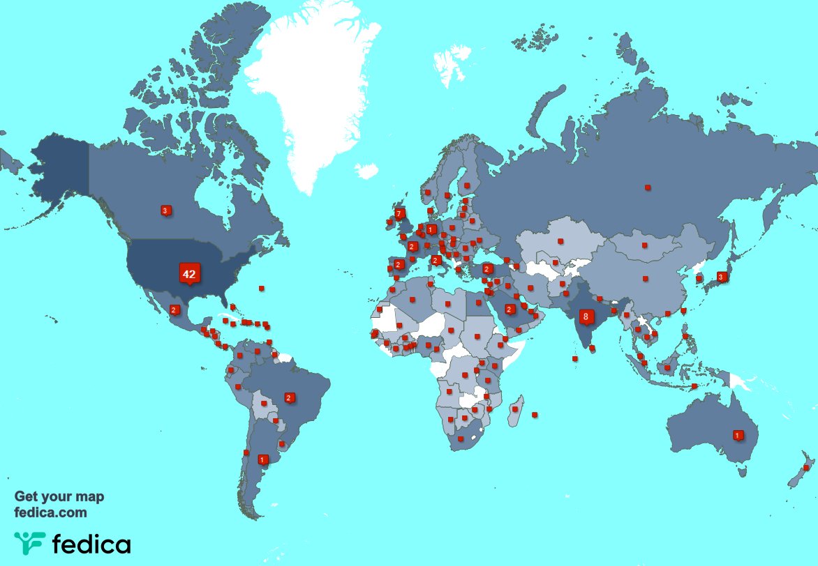 Special thank you to my 6 new followers from Brazil, and more last week. fedica.com/!viptandon