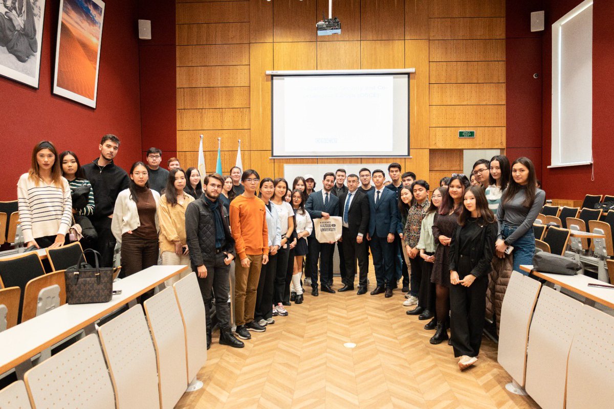 Was happy to give a lecture to <a href="/kazguu/">КАЗГЮУ</a> students of the international relations programme, as part of their diplomatic corps guest lectures series!

We spoke about Westphalia, Congress of Vienna, Geneva, foundations of <a href="/UN/">United Nations</a>, origins of the <a href="/OSCE/">OSCE</a>, and the Helsinki Principles! ✌️