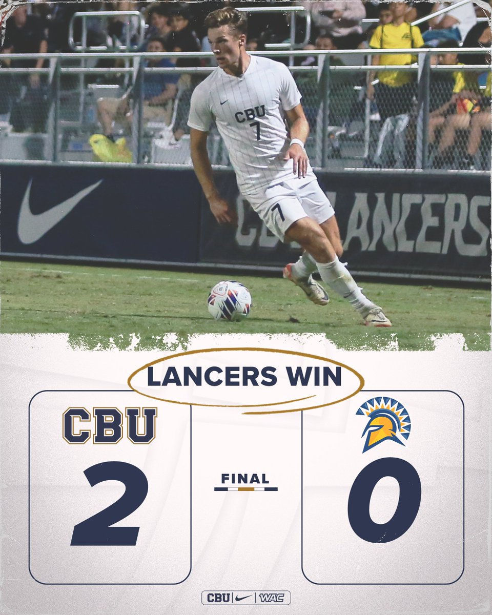 ‼️LANCERS WIN‼️

Mueller and Hardin score late to keep CBU perfect in WAC play! Premack records his third-straight and 11th career shutout!

#LanceUp⚔️
