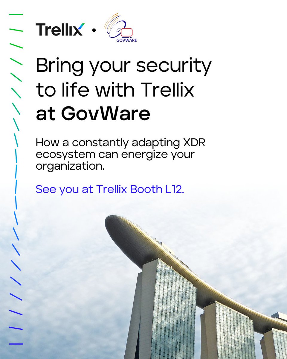 Trellix's tweet photo. We’ll be at #GovWare2023 (booth L12) 17-19 October to help attendees gain the knowledge needed to combat threats with resilient #LivingSecurity. Ask us about our sustainable @nparksbuzz #GrowingGift initiative while you’re there!  

Register now. https://t.co/wWwUSq47Sm https://t.co/G2kJ9kaXma