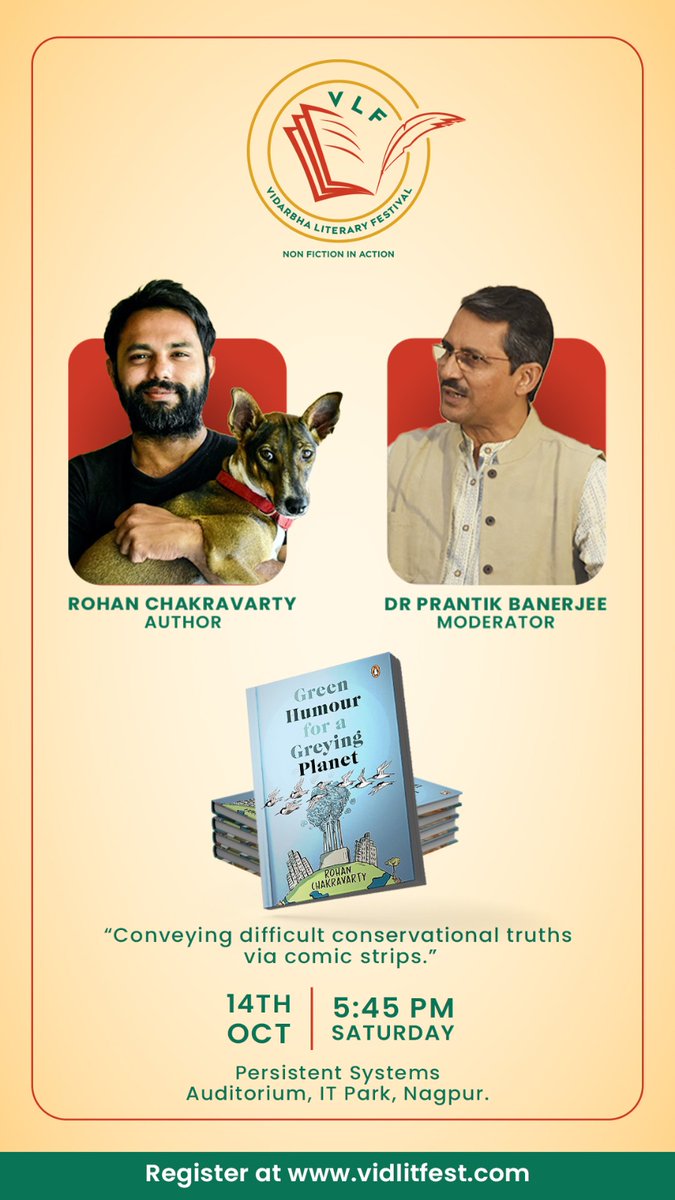 Happening tomorrow - Meet @thetoonguy - cartoonist, illustrator & naturalist. Rohan grew up in Nagpur and is keen to share his exciting journey with readers of his City. In Conversation with Prantik Banerjee. Register at bit.ly/Oct-runup-tw @PenguinIndia @Persistentsys