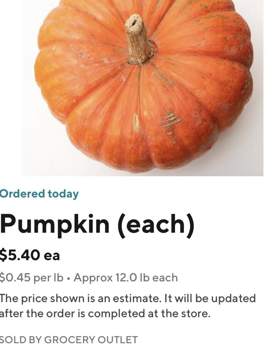 notFunnyLaura's tweet photo. @DoorDash You know what's spooky this season? Charging your customers $108 for 2 pumpkins after pricing them at $10.80 on your app. Only cost $13.37, on the store receipt. Then refusing to refund your customers is scary-spooky. https://t.co/wv0sVC4cgy