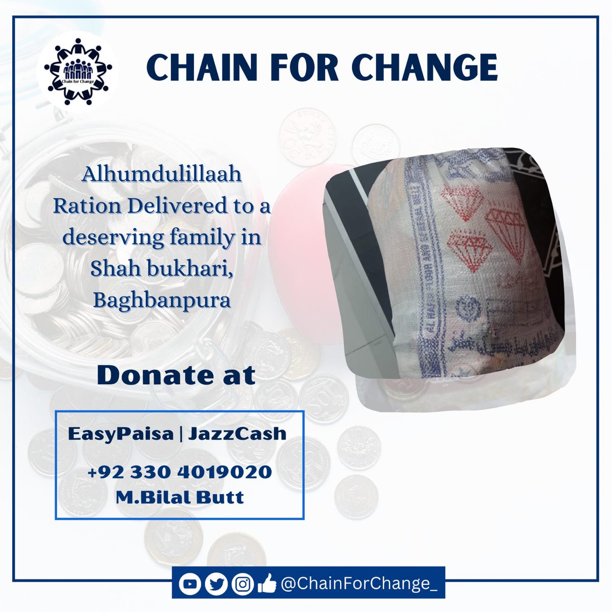 ChainForChange_'s tweet photo. AL HAMDU LILLAH 🌸 Ration Delivered to deserving Family of Shah Bukhari Baghbanpura 🌸
#ChainForChange #donations #charity #helpingothers #helpingpeople #savealife https://t.co/uffqDiJD0q