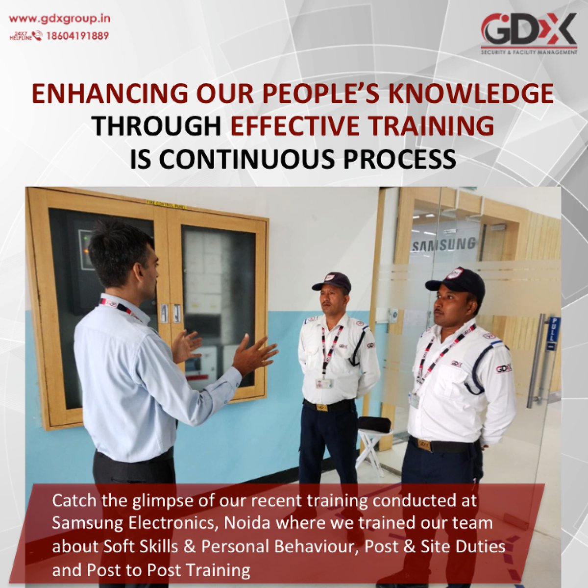 GDXfacility's tweet photo. At GDX we always focus on enhancing our people’s knowledge through effective training. Here is a glimpse of our recent training carried out at Samsung Electronics, Noida.
 #GDXtech #GDXuniqueservices #GDX37YearsofServiceExcellence #GDXCentreOfExcellence 
#SamsungElectronics https://t.co/8tPz1m0QmD