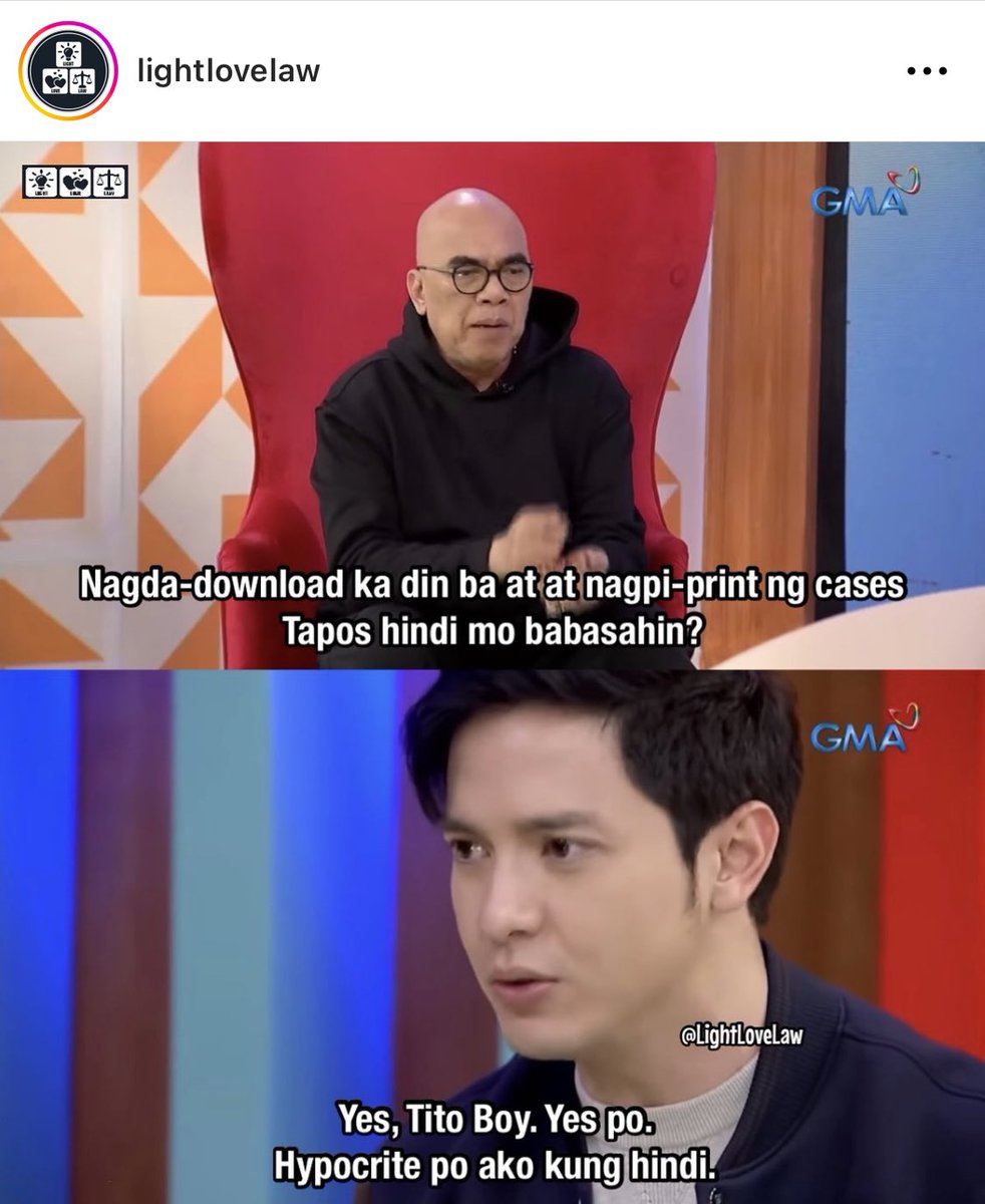LightLoveLaw's tweet photo. ‘Yun po ang ginagawa ko, Tito Boy. 
Hypocrite po ako kung hindi.🤪

#duralex

💡⚖️💙 https://t.co/U8tEiLF6IR