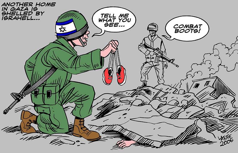 LatuffCartoons's tweet photo. Basically, Israel wants to convince the world that every Palestinian in Gaza is an enemy combatant and that genocide in the name of the "war against terror" is therefore justified.
#GazaUnderAttack 
#PalestineUnderAttack https://t.co/EkkxukbYGi