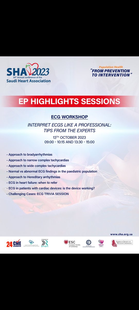 Join us today during our ECG workshops #CardioTwitter #ecg <a href="/TheSaudiHeart/">جمعية القلب السعودية</a> #SHA2023