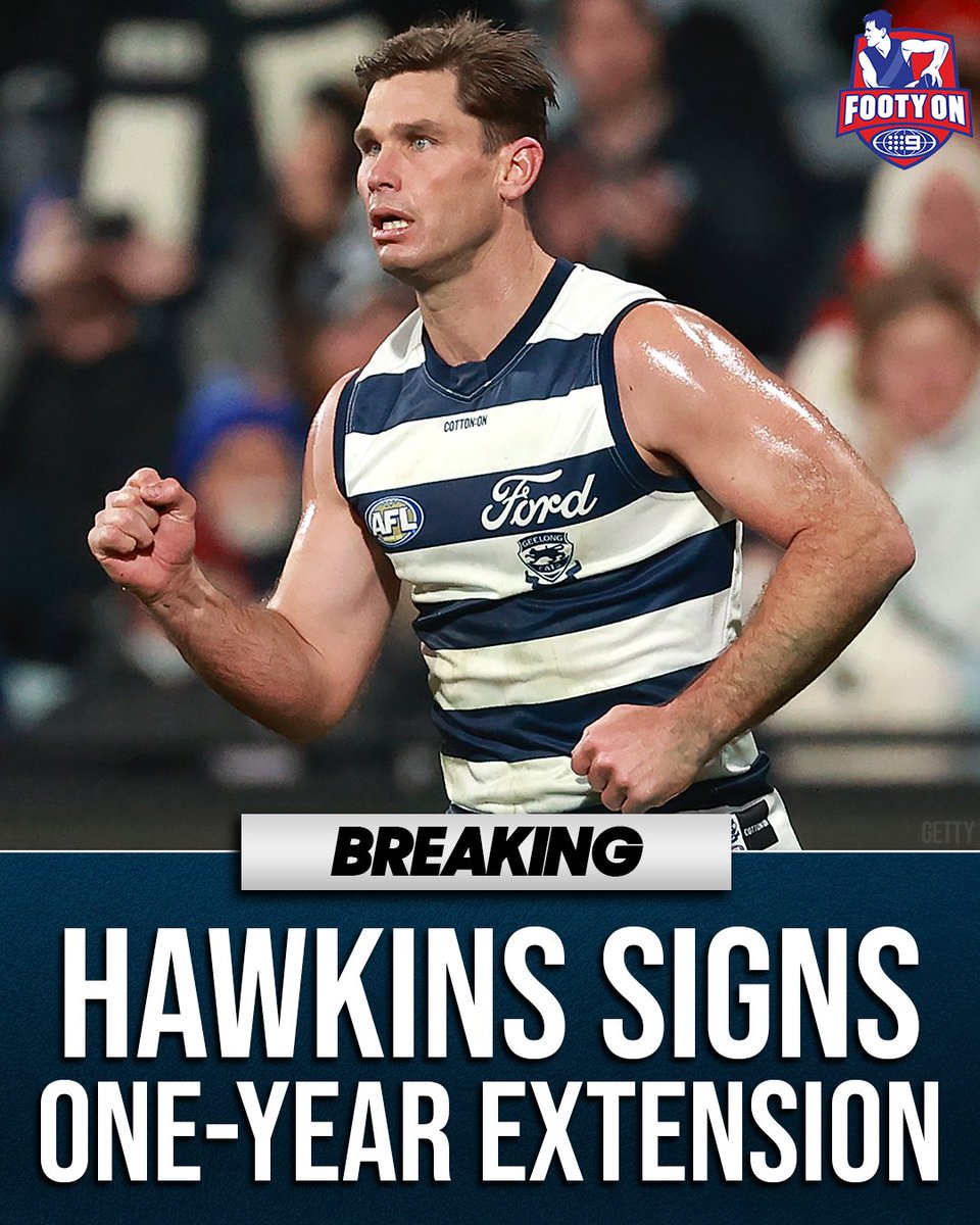FootyonNine's tweet image. At long last, Tom Hawkins is locked in for his 18th season with the Cats! 👏👏

#9WWOS #AFLTrade