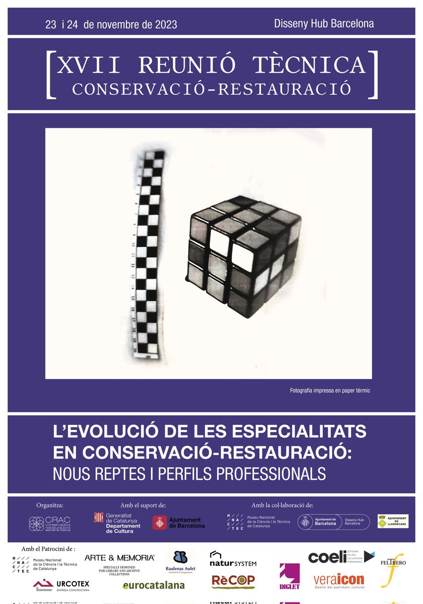XVII Reunió Tècnica, 23 i 24 de novembre. 
Descompte per estudiants i associats.
Presencial i virtual.
Amb traducció simultània al castella i anglès.