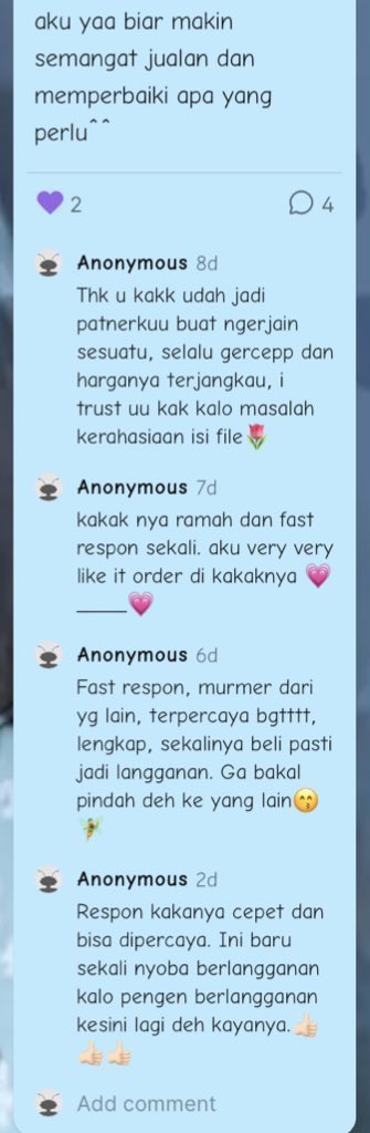 🔔 Kring-kring, aku jual beberapa aplikasi premium yg pastinya :
✔️ Murah
✔️ Aman
✔️ Trusted
✔️ Fast
✔️ Payment : BCA, E-Wallet, Qris
✔️ Ada garansi
✔️ Testi : bit.ly/88829V
Tanya / order 🔗 wa.me/6287710948882
#zonauang #zonajajan