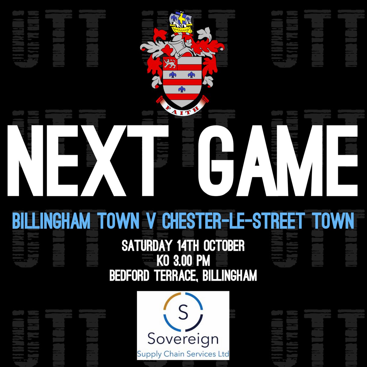 BillinghamTown's tweet image. We're back at the @SovereignSCS Stadium tomorrow where we face Chester-le-Street Town. Gates and clubhouse open from 1pm #UTT