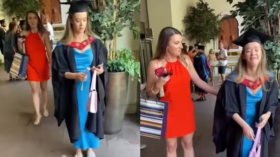 Woman left in tears after sister surprises her on graduation day hindustantimes.com/trending/woman…