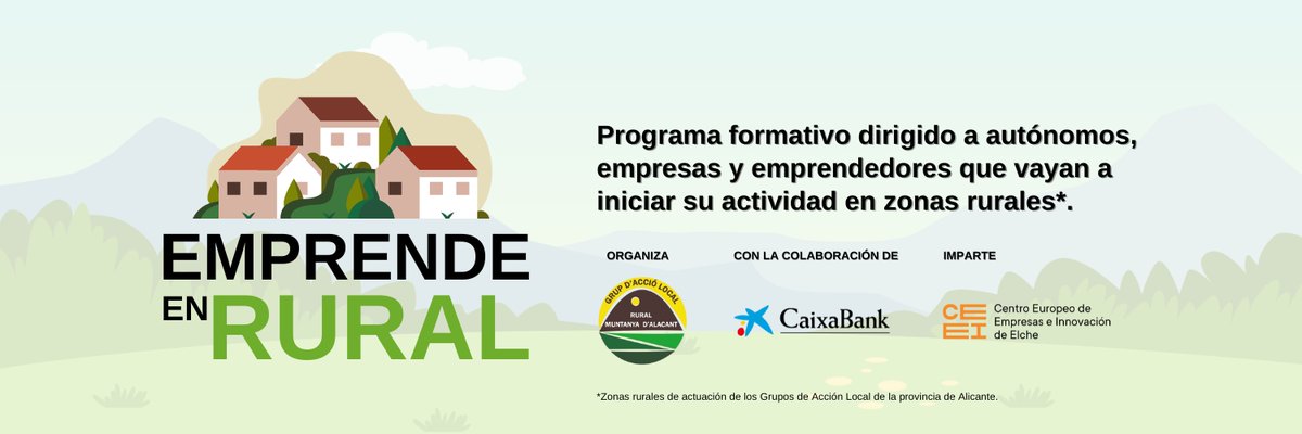Gal_rma's tweet photo. 🔔 El GAL RMA, amb la col·laboració de CaixaBank, presenta el programa "Emprén en Rural" 
🧐 Es seleccionaran els 4 projectes finalistes. Aquestes rebran un premi de 1.000 € 😱

📝 Cal realitzar inscripció en el següent enllaç abans del 16 d'octubre:
https://t.co/IiNSbSGGN7 https://t.co/7rP2x9hjwx