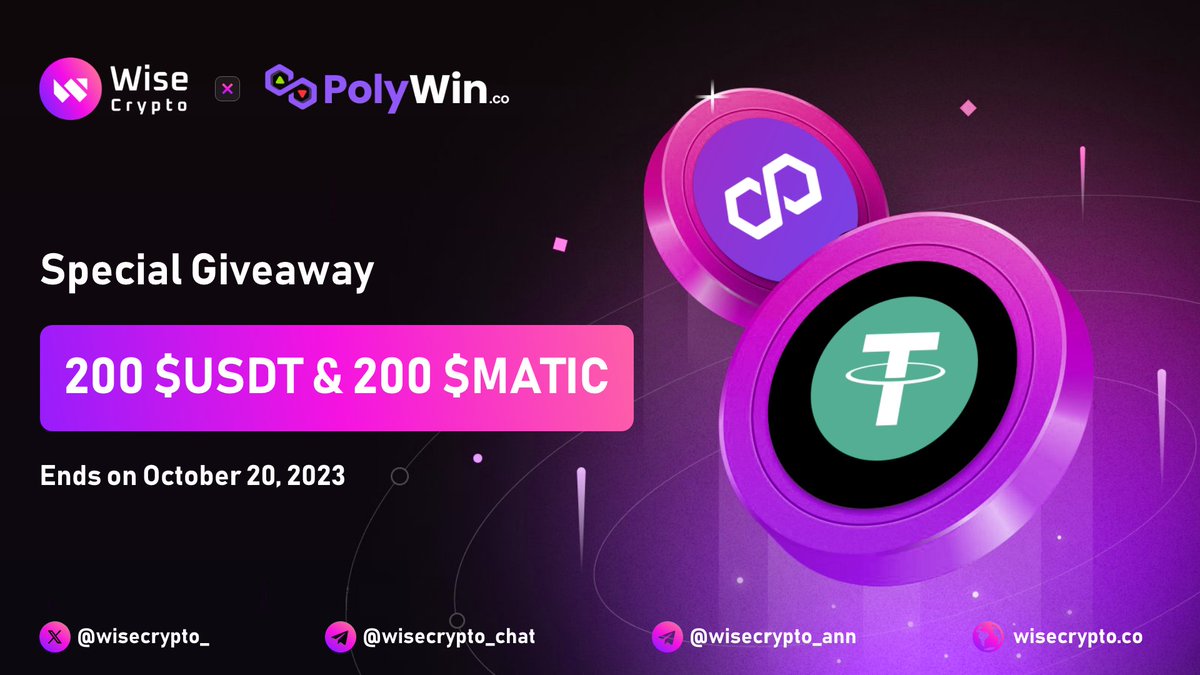 WiseCrypto_'s tweet image. 🥳 Wise Crypto X Polywin #Giveaway 

🏆 Prize Pool - $200 $USDT &amp;amp; 200 $MATIC

To Enter
✅ Follow @WiseCrypto_ &amp;amp; @Polywin8
✅ RT &amp;amp; Tag 3 Friends
✅ Complete #Gleam gleam.io/iivSA/polywin-…

#DYOR #Airdrop #Giveaways #Crypto #Airdrops #BTC #USDT