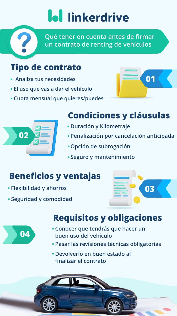 linkerdrive's tweet photo. Te estás planteando pasarte al #renting, pero ¿sabes lo que hay que tener en cuenta antes de firmar el contrato? Te explicamos todo lo que no puedes pasar por alto. 👇

Para más info: https://t.co/4Cx4hMZdAp

#traspasodereting #rentingdevehículos https://t.co/wiTl1YN3ev