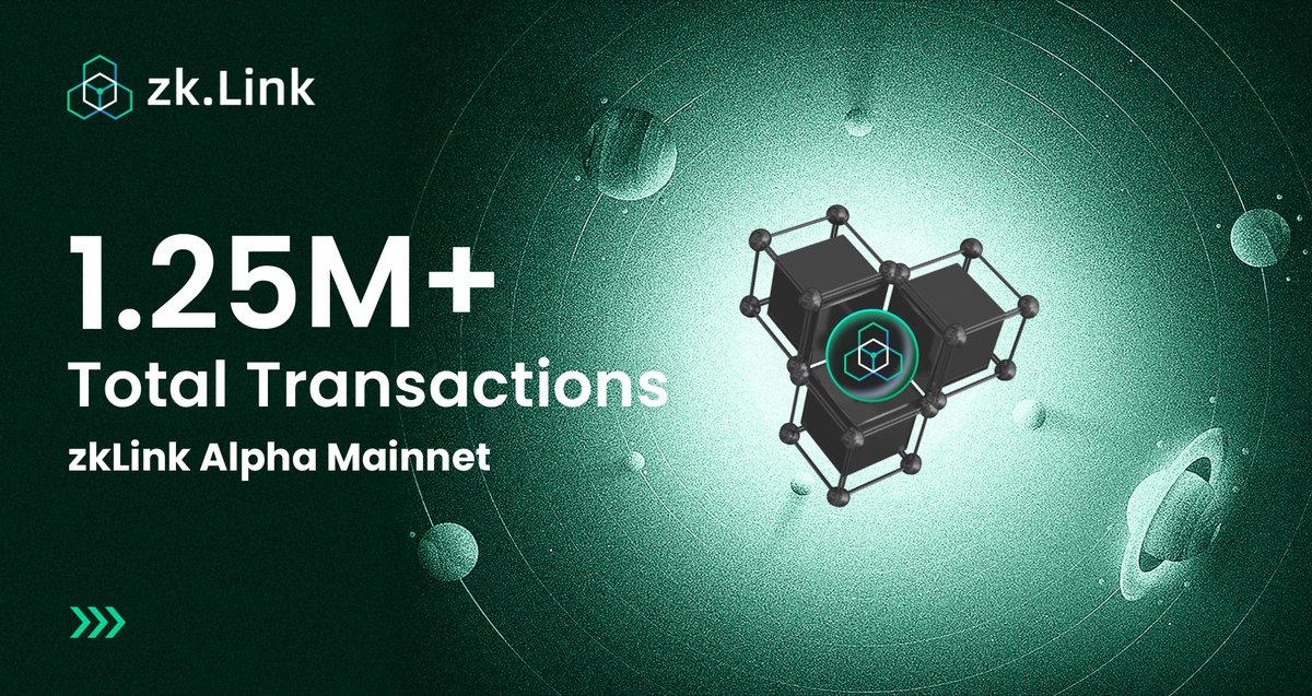 zkLink_Official's tweet photo. 🎉 #zkLink Alpha #Mainnet has reached 1.25+ million transactions!

Thank you to our incredible communities and partners for making this possible.

Our journey towards an interconnected #Web3 ecosystem is gaining momentum. We are excited for the future. 🚀 https://t.co/UGKsxeNkVV