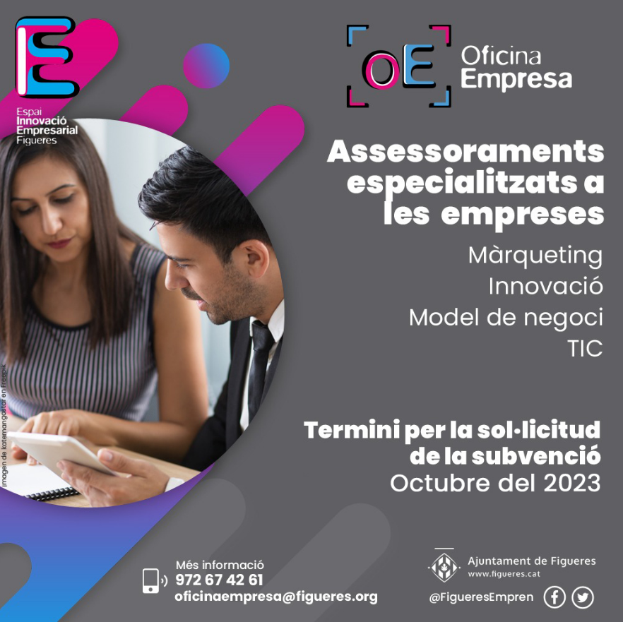 Vols que el teu negoci sigui més competitiu?🔝 Oferim assessoraments especialitzats 100% subvencionats en:
📲TIC
🎯Màrqueting
📈Model de negoci
💡Innovació
ℹ️figueres.cat/temes/promocio…