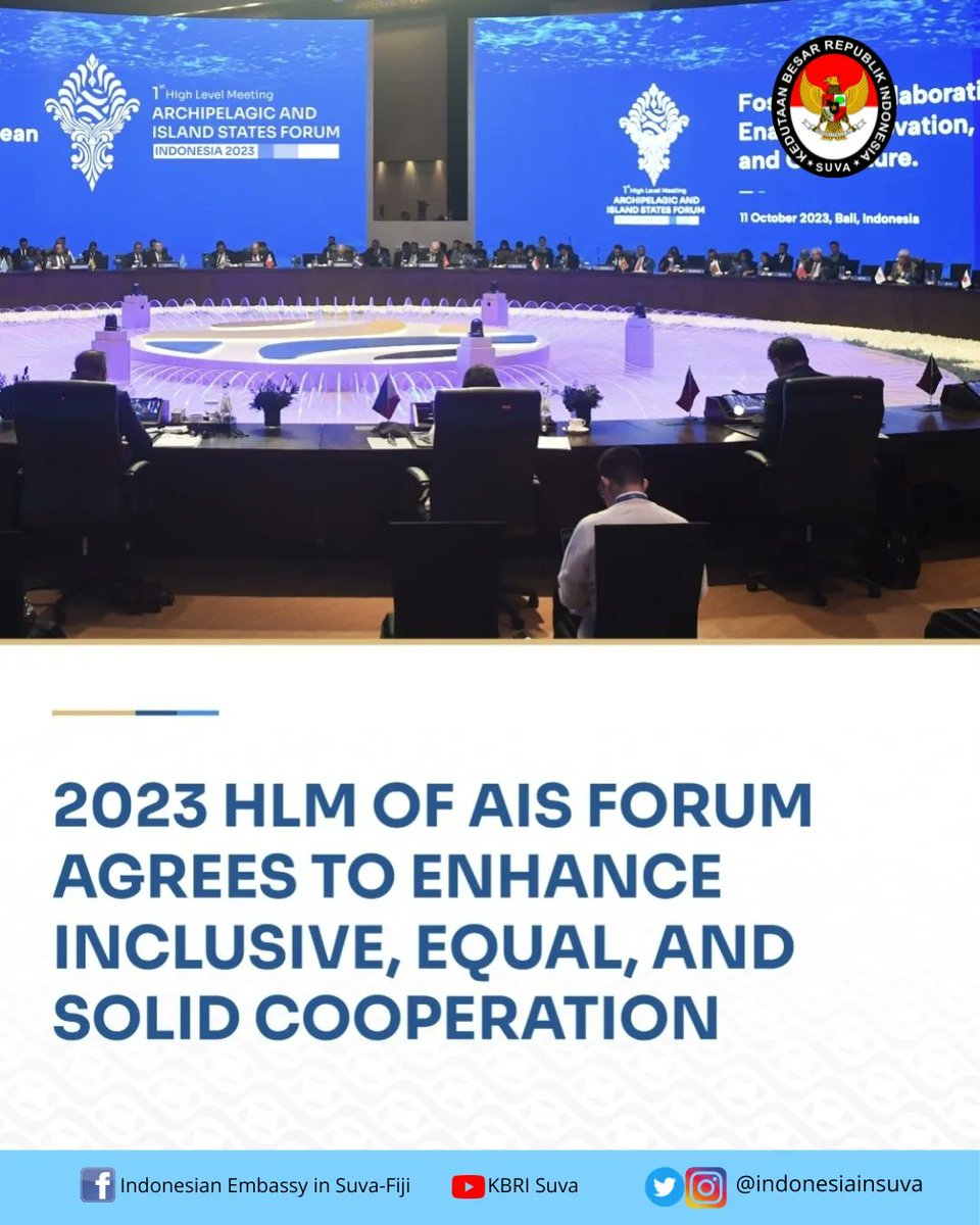 IndonesiainSuva's tweet photo. Bula Vinaka!
Leaders of countries present at the 2023 HLM of the #AISForum agreed to uphold three principles as the foundation for enhancing collaboration, namely solidarity, equality, and inclusiveness.
#inidiplomasi
#KTTAISForum2023
#HLMAISForum2023
#OurOceanOurFuture https://t.co/1DnitzsCcS