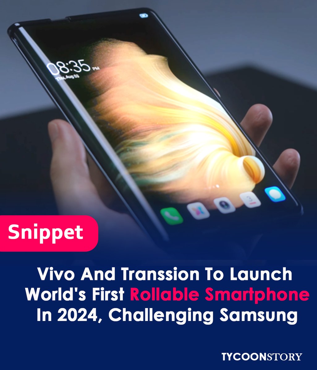TycoonStoryCo's tweet image. The World's First Rollable Smartphone Will Be Released In 2024 By Vivo And Transsion
#VivoRollable #TranssionRollable #FlexibleDisplay #FoldableTech #MobileTech #SmartphoneInnovation #rollable #Vivo #Transsion #smartphone #screen #device #LED #battery @Vivo_India