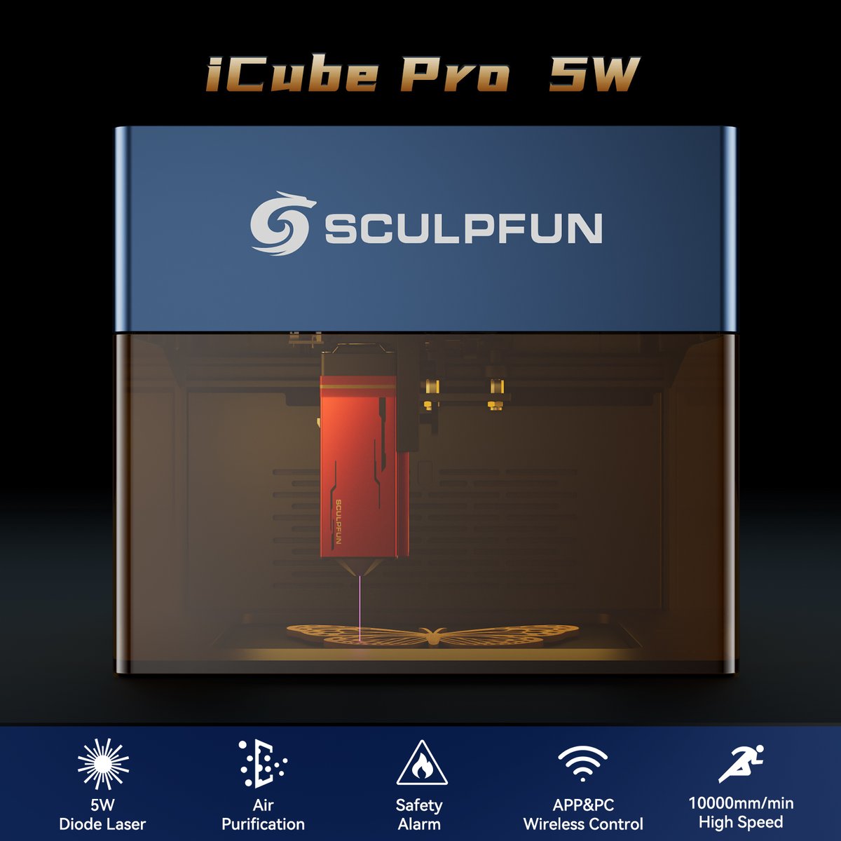 SCULPFUN iCube Pro 5W——Temperature Alarm Function
When the internal temperature is too high (≥ 45℃) , the machine will stop working and alarm. After everything is normal, the machine can work again!📷
#sculpfunicube #sculpfunmade #laserart #laserdesign  #sculpfunlaser