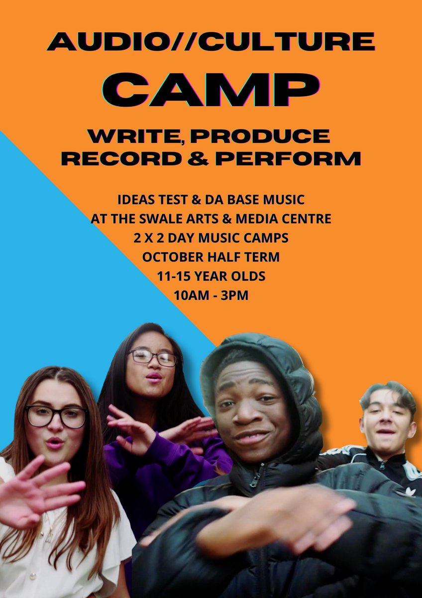 Ideas Test (@ideastest) on Twitter photo Free Half Term musical fun for 11-15 year olds in Sittingbourne this half term! Over the two-day event, participants can write, produce, record, and perform brand new tracks from scratch.
Book a place here: tinyurl.com/nsdj2st5
<a href="/Kent_Online/">KentOnline</a> <a href="/BBCRadioKent/">BBC Kent</a> <a href="/kentlivewhatson/">KentLive What's On</a> Free Half Term musical fun for 11-15 year olds in Sittingbourne this half term! Over the two-day event, participants can write, produce, record, and perform brand new tracks from scratch.
Book a place here: tinyurl.com/nsdj2st5
<a href="/Kent_Online/">KentOnline</a> <a href="/BBCRadioKent/">BBC Kent</a> <a href="/kentlivewhatson/">KentLive What's On</a>